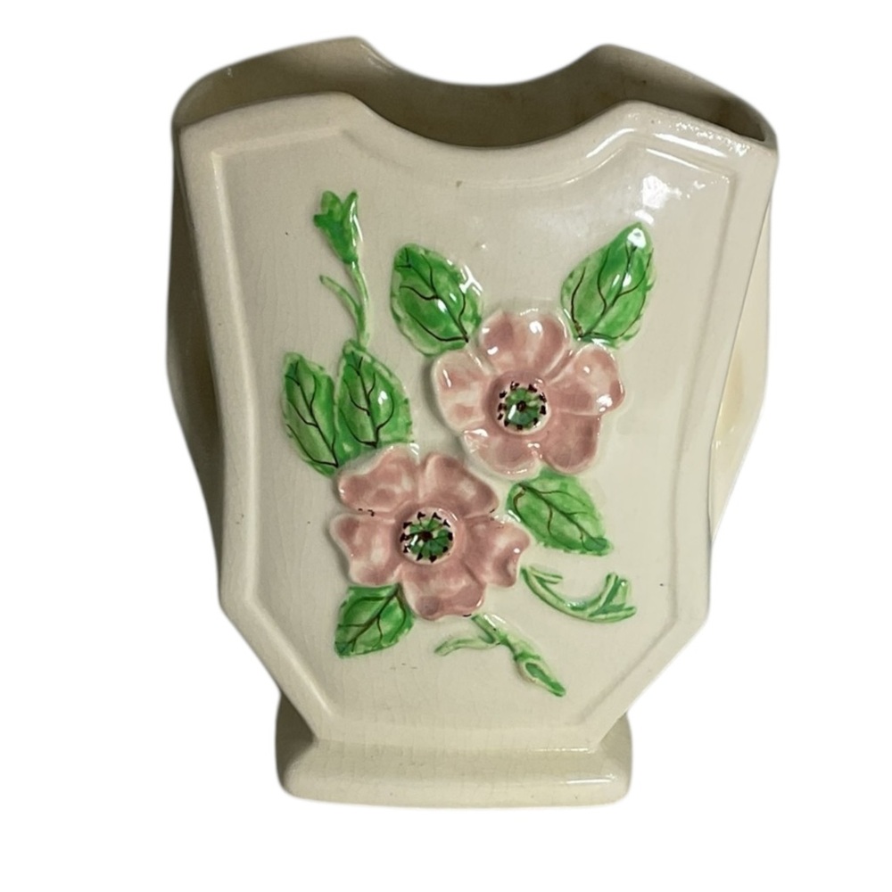 Vintage Hull Art Pottery USA "Rosella" R-6 Pink White Dogwood Ceramic Vase 6.5"